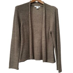August Silk Taupe Brown Knit Cardigan Sweater Open Front size M